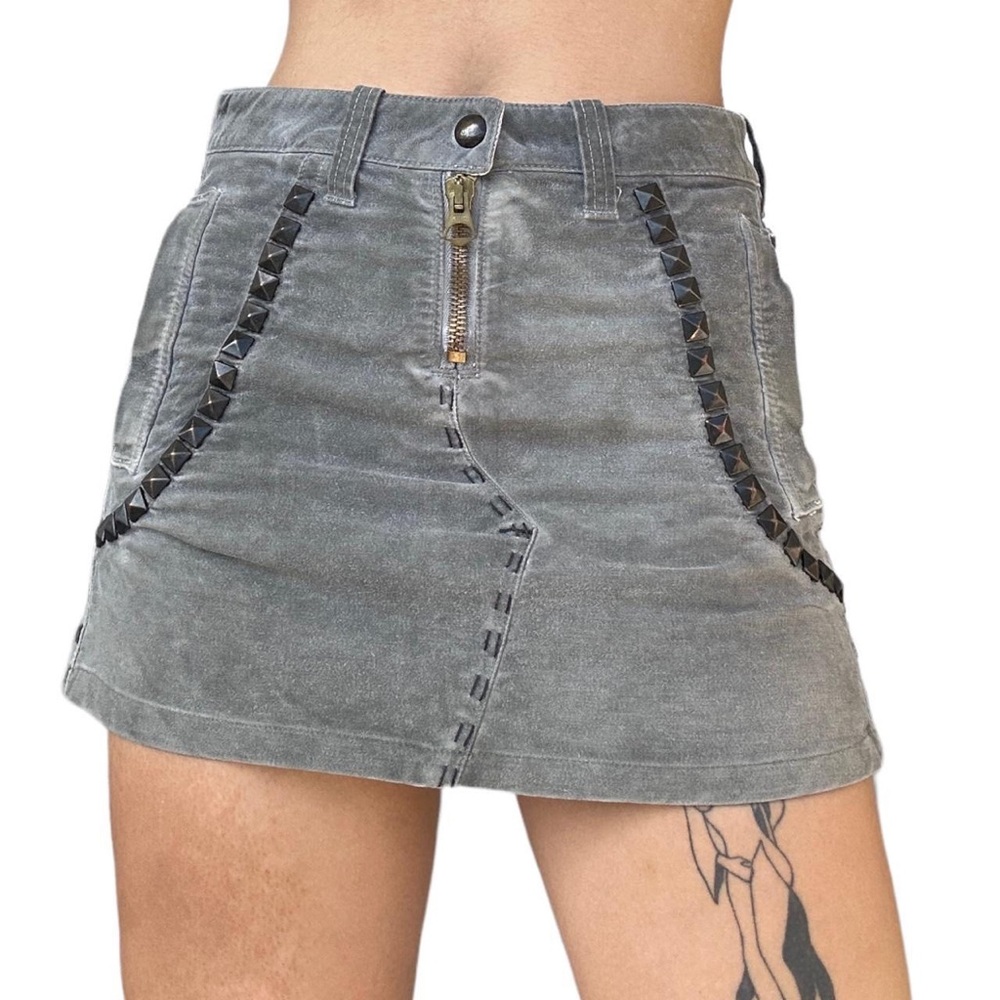 Studded vintage grey mini skirt